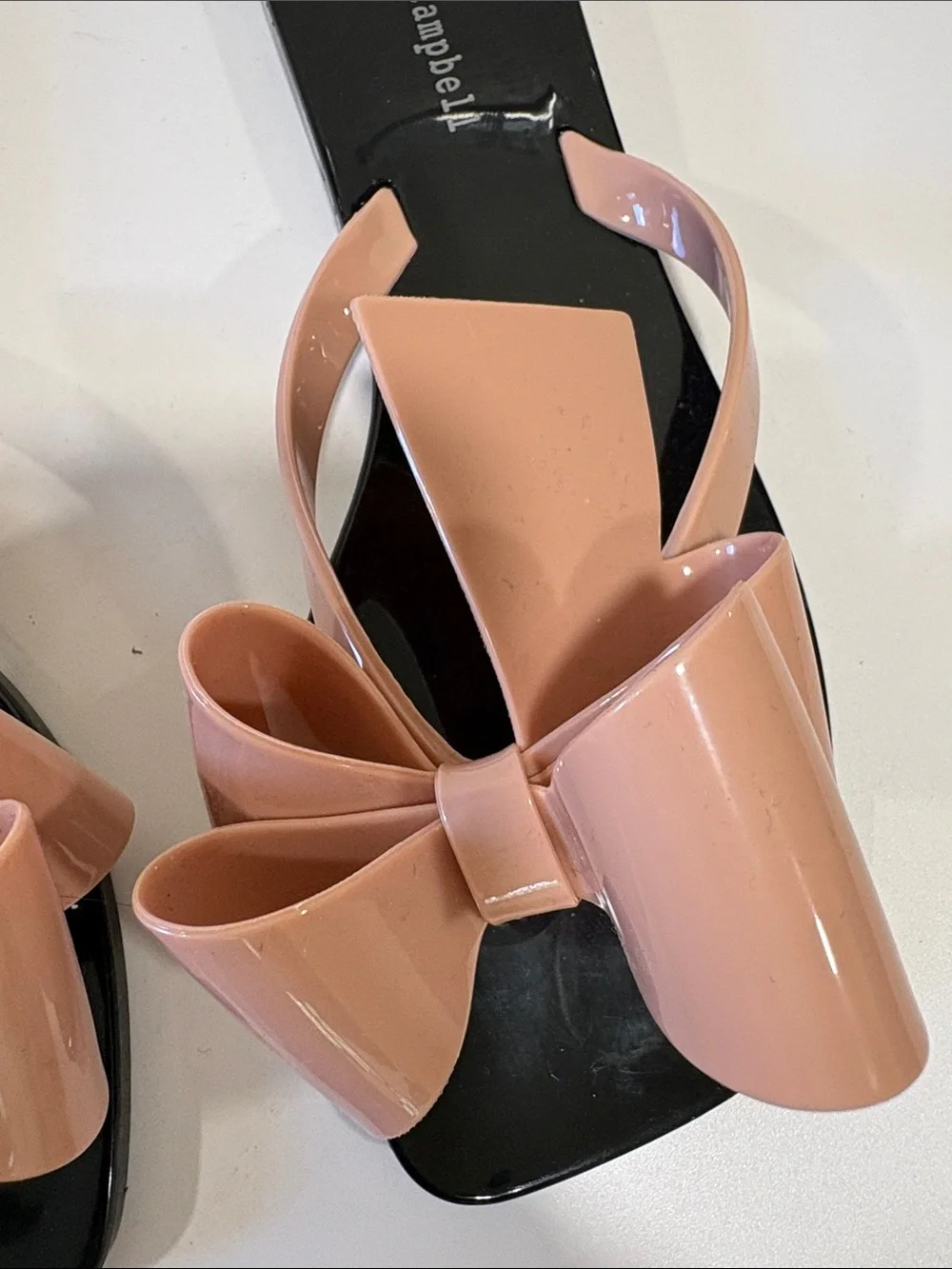 Jeffrey Campbell Nude Pink Bow Jelly Slide Sandals - Women